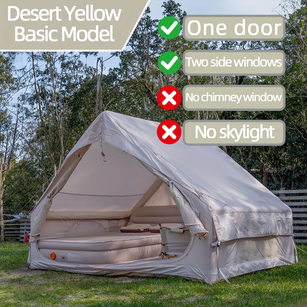 tienda de campaña inflable para camping   2026,   de instalar, con bomba de aire manual,   de lujo familiar para exteriores, para    , verde caqui  