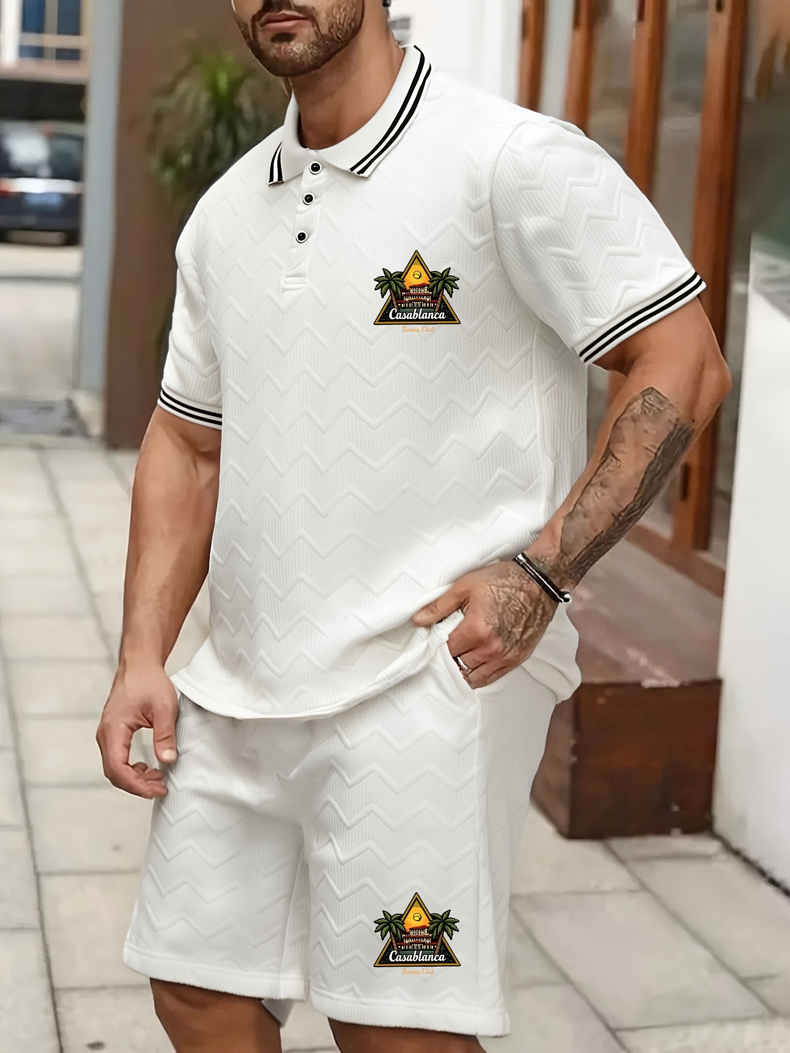 Ensemble 2 Pièces Hommes Impression Cartes/lettres Poker T - France