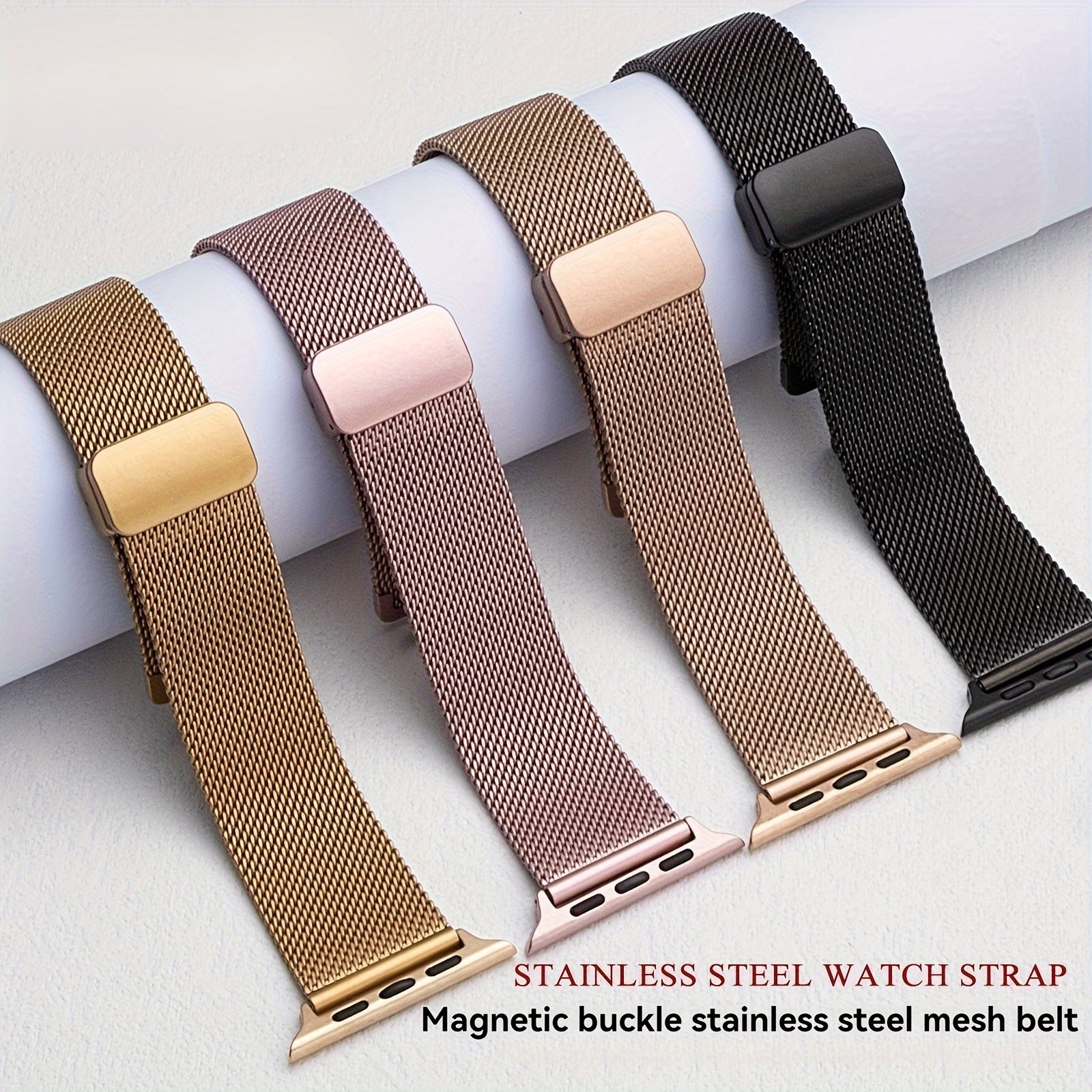 

Stainless Steel Mesh Smartwatch Bands Compatible With Iwatch Ultra Series 9 8 Se 7 6 5 4 3 2 1 - Magnetic Clasp, Water-resistant Replacement Straps For Men And Women 49mm 45mm 44mm 42mm 41mm 40mm 38mm