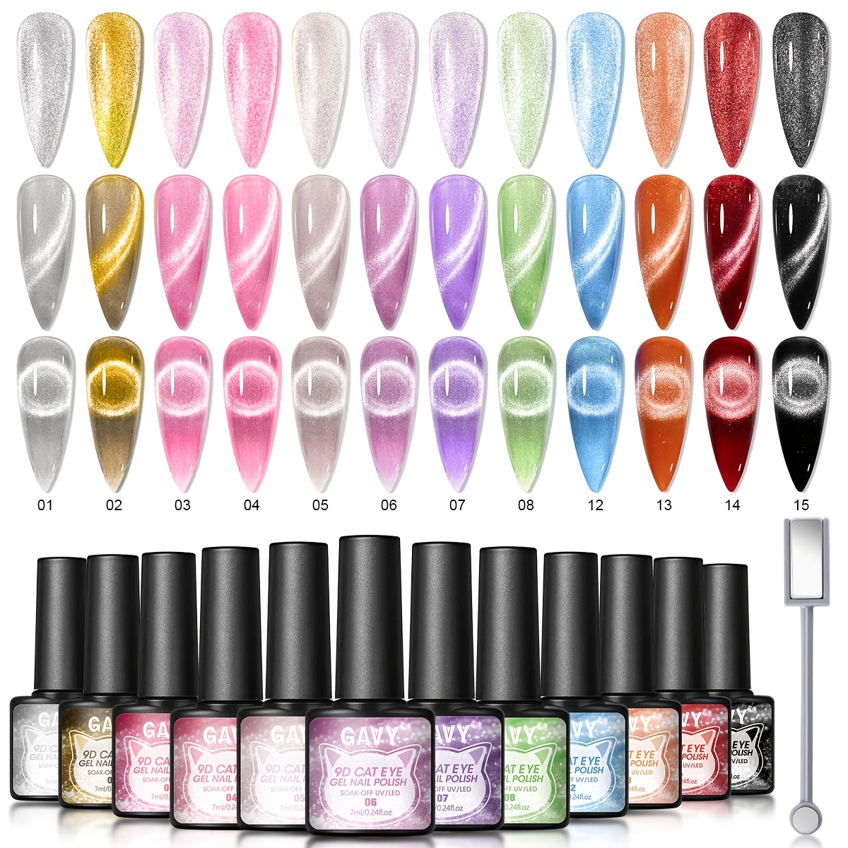 Image of 12pcs Cat Eye Nail Gel Set Soakable For Manicure Gifts For Her At Home, Manicure, Home Nail Care, Summer Nails