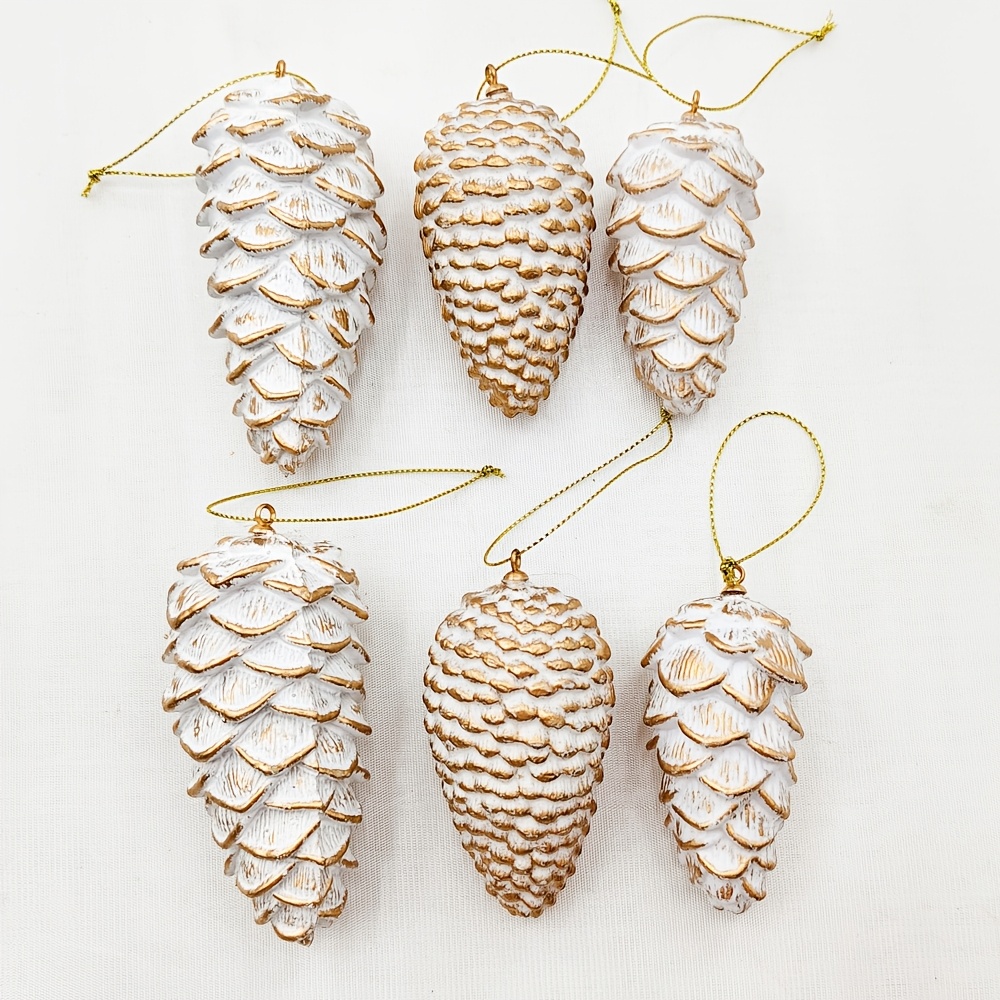 TEMU 6 colgantes, y finales, decoraciones navideñas, diseño de artificial dorada, adornos para árboles de Navidad, adecuados para Navidad, Acción de