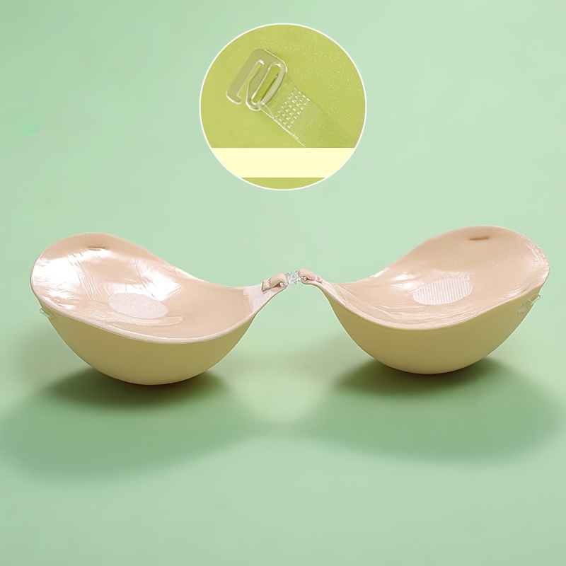 Image of Luxurious Soft Polyester Chest Enhancer Pads For Women - Wireless, Thickened Adhesive Bra Pads With Silicone, Non-woven Fabric, Hand Washable - Essential Lingerie Accessories