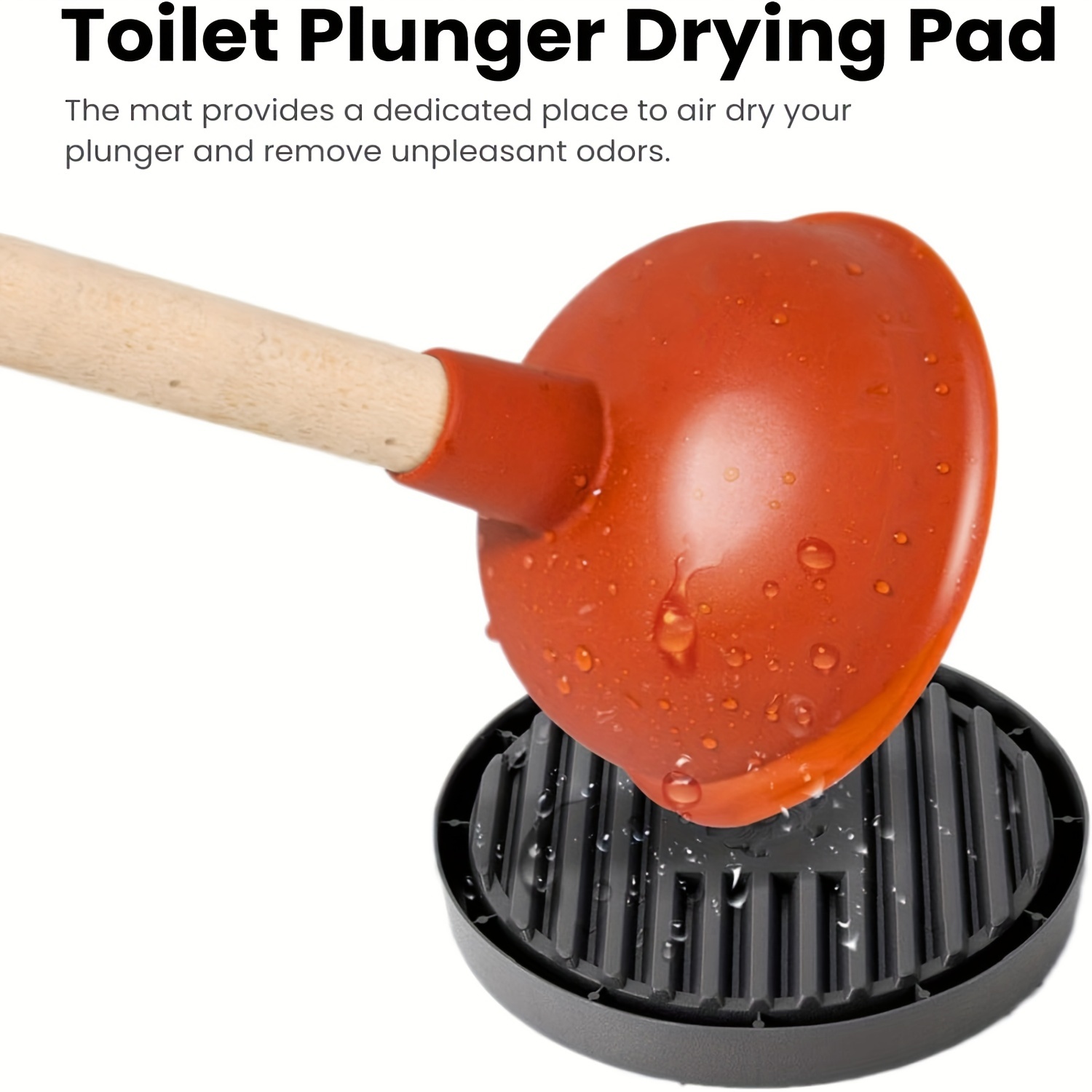 

1pc Plunger de Toilette en Silicone Facile à Utiliser avec Manche en Bois - Réutilisable, au Sol pour un Drainage Efficace dans les de Bain & Cuisines, Pas d'Électricité