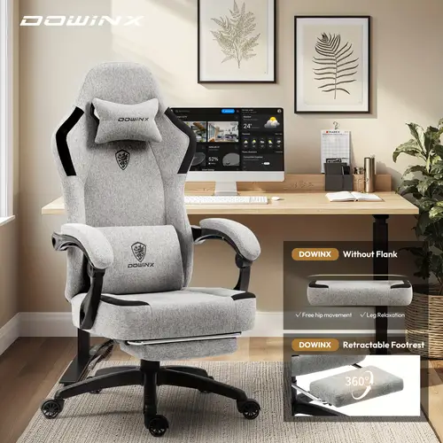 breathable chair with pocketed and massage lumbar support adult high back chair with adjustable footrest ergonomic chair gray