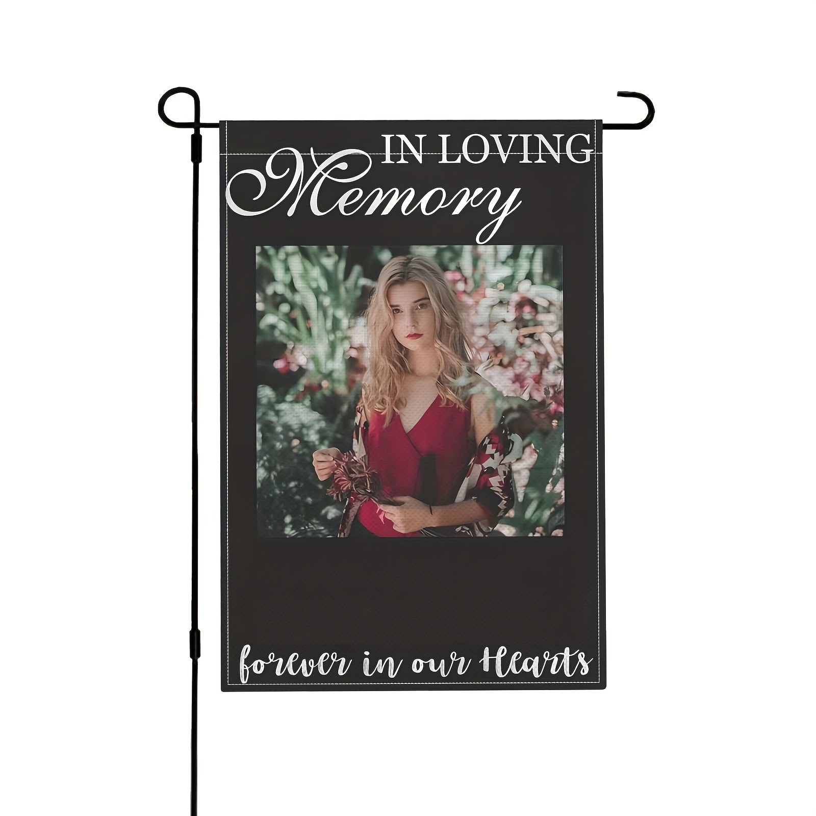 

1pc Personalized Commemorative Flag With Photo Memorial Garden Flag Love Memory Cemetery Garden Flag Memorial Gift Loss Of Relatives Lawn Yard Flag, 12x18 Inch Double Sided (no Flagpole)