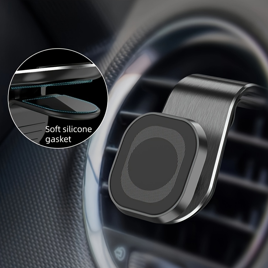 

1pc Universal Aluminium Alloy Magnetic Car Phone Mount, L-shape Air Vent Mobile Bracket, Universal Fit, Stable Grip, Car Interior Accessories