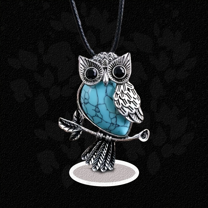 Image of Owl-shaped Natural Stone Pendant Necklace, Animal Element, Owl Shape, Suitable For Daily Men And Women, Party Gathering Necklace, , Gift For