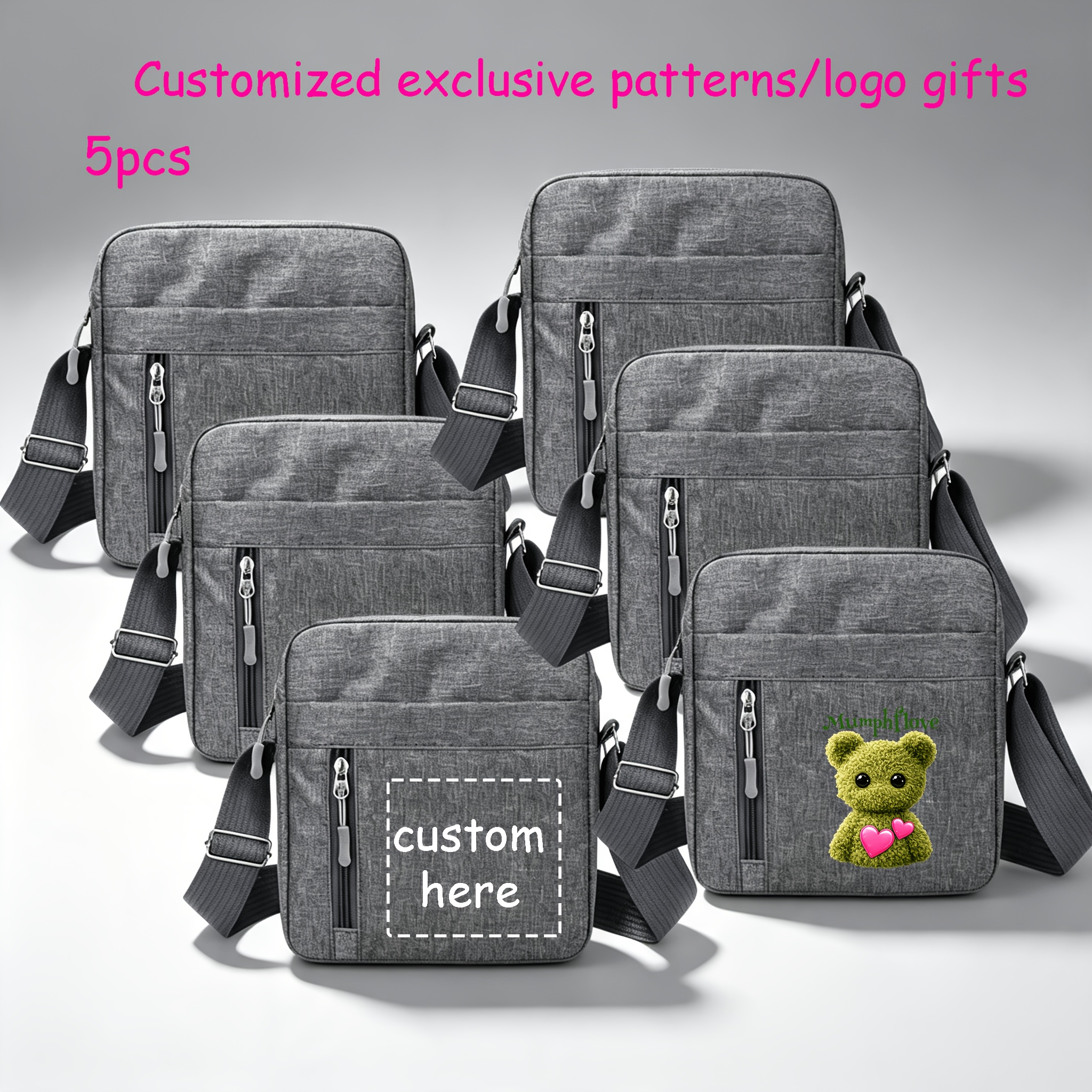 TEMU [Borsa a tracolla da donna] Personalizzabile con foto , cinturino regolabile - Design stampato con testo personalizzato, e pieghevole, per l'uso