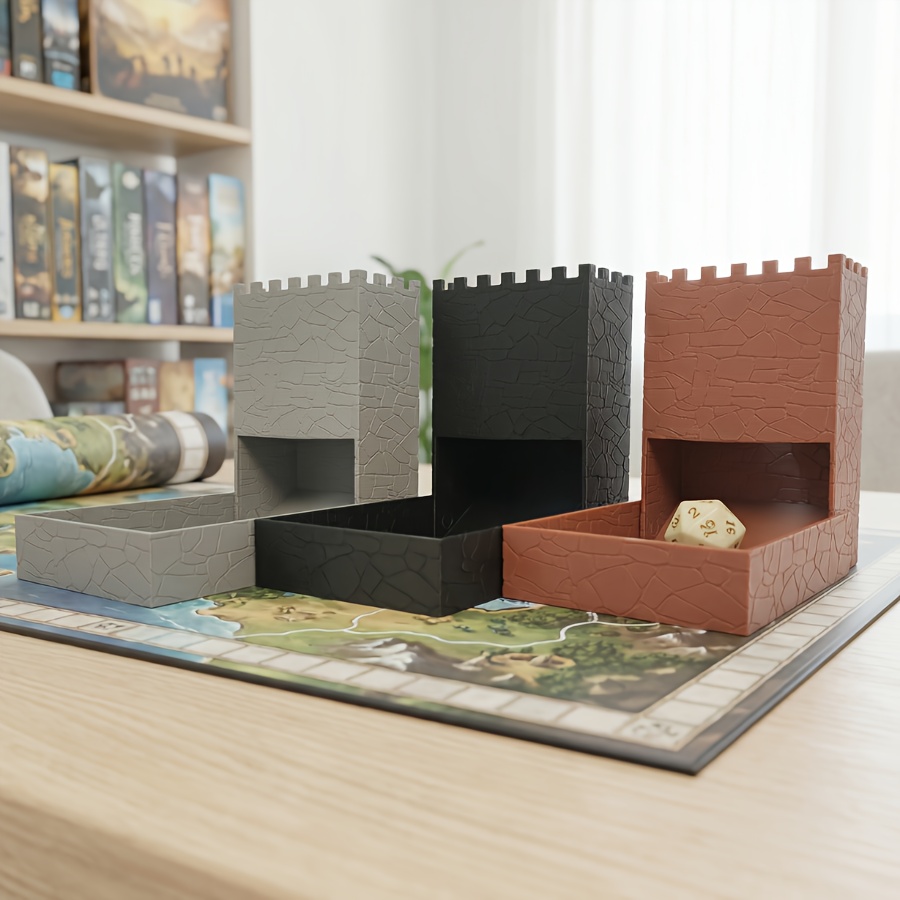 Collapsible Dice Tower Shaped Like a Castle Wall