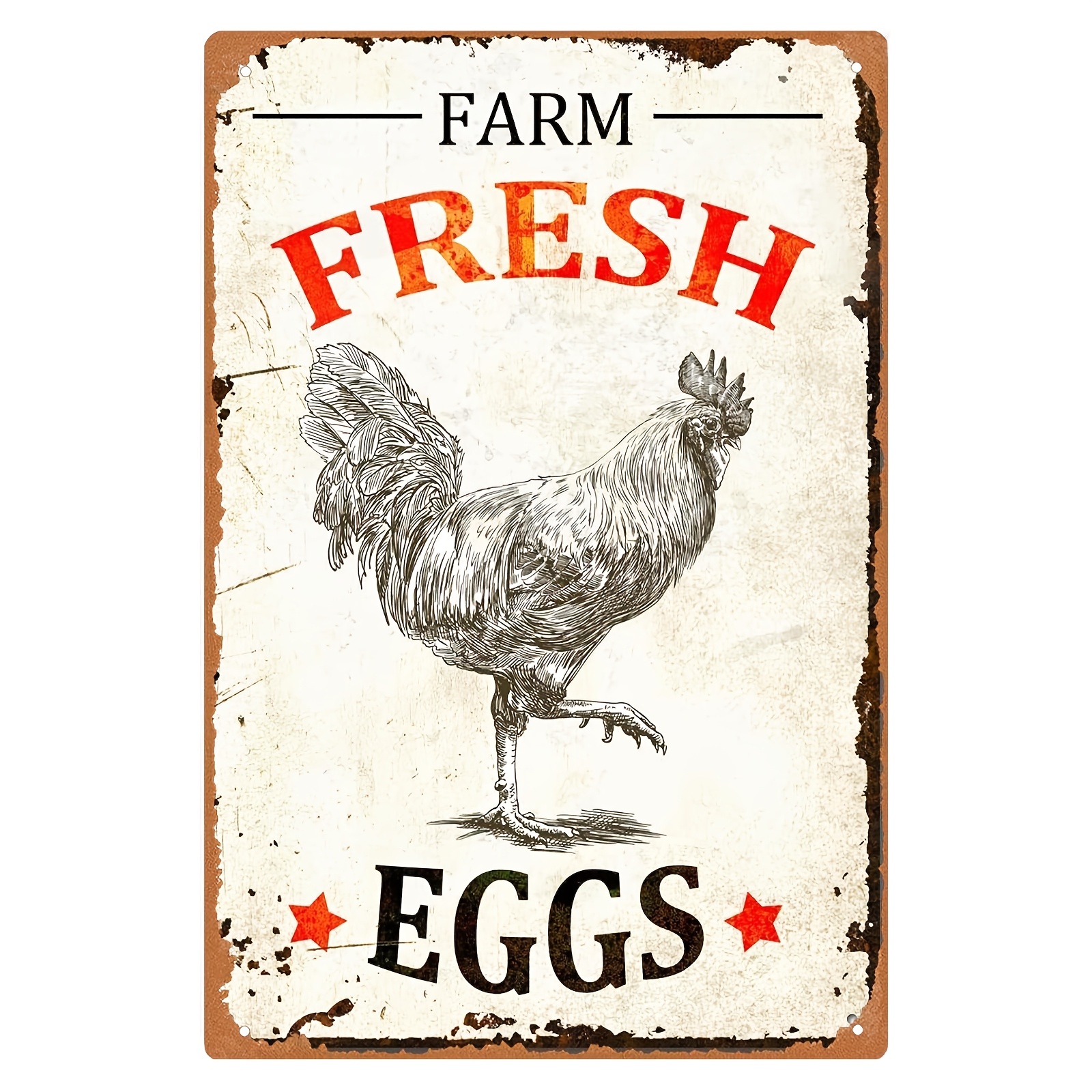 TEMU 2d Flat - Vintage Metal Sign Featuring 2d Flat Eggs, Perfect For Chicken Coop Decor. This Retro Art Is Weather-resistant And Measures 7.87 By