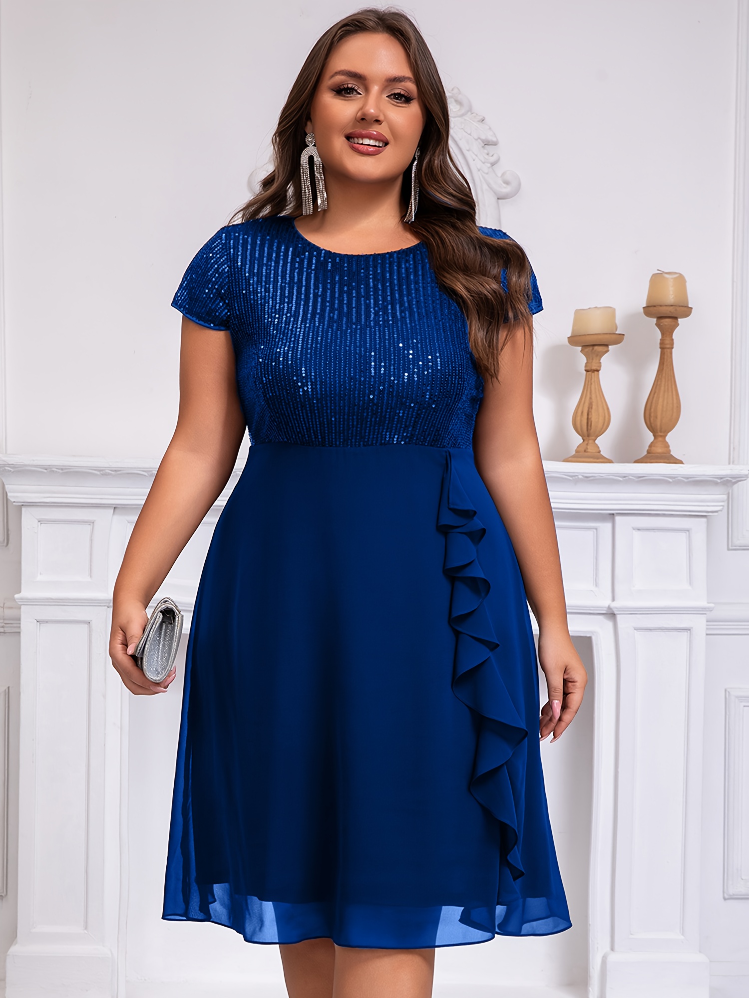 light blue long sleeve mini dress Light-Blue Short Party Dress with Beaded Long Sleeves– PromGirl