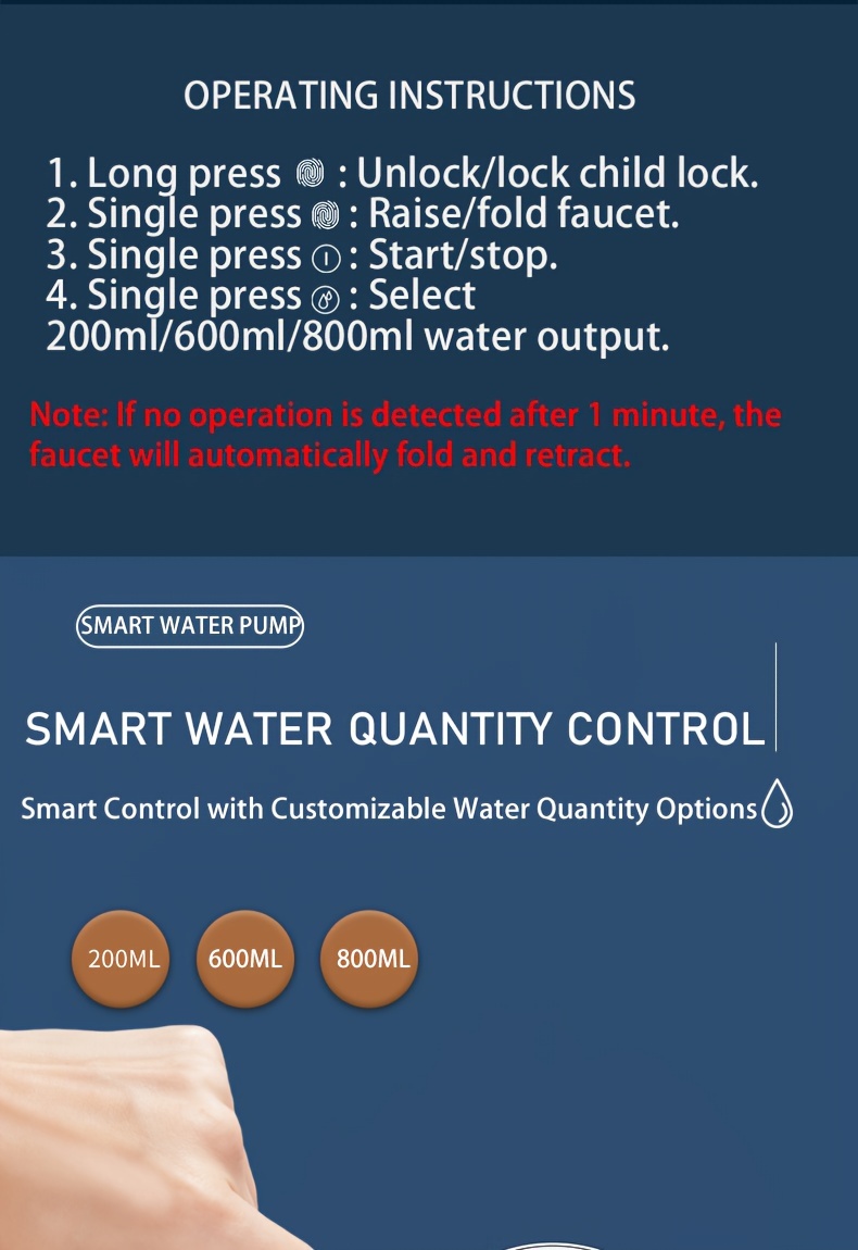 Water Dispenser Pump for 5-Gallon Bottles - Features Digital Display, Type-C USB Charging, Portable Electric Pump, Automatic Folding, And Both Quantitative And Continuous Modes