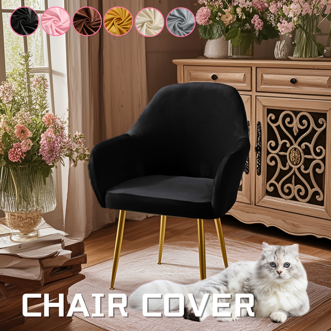 

1pc Modern Velvet Chair Cover, T-cushion Stretch Fabric, Machine Washable, -band Closure, Polyester & Spandex , Comfortable Seating For Home Decor