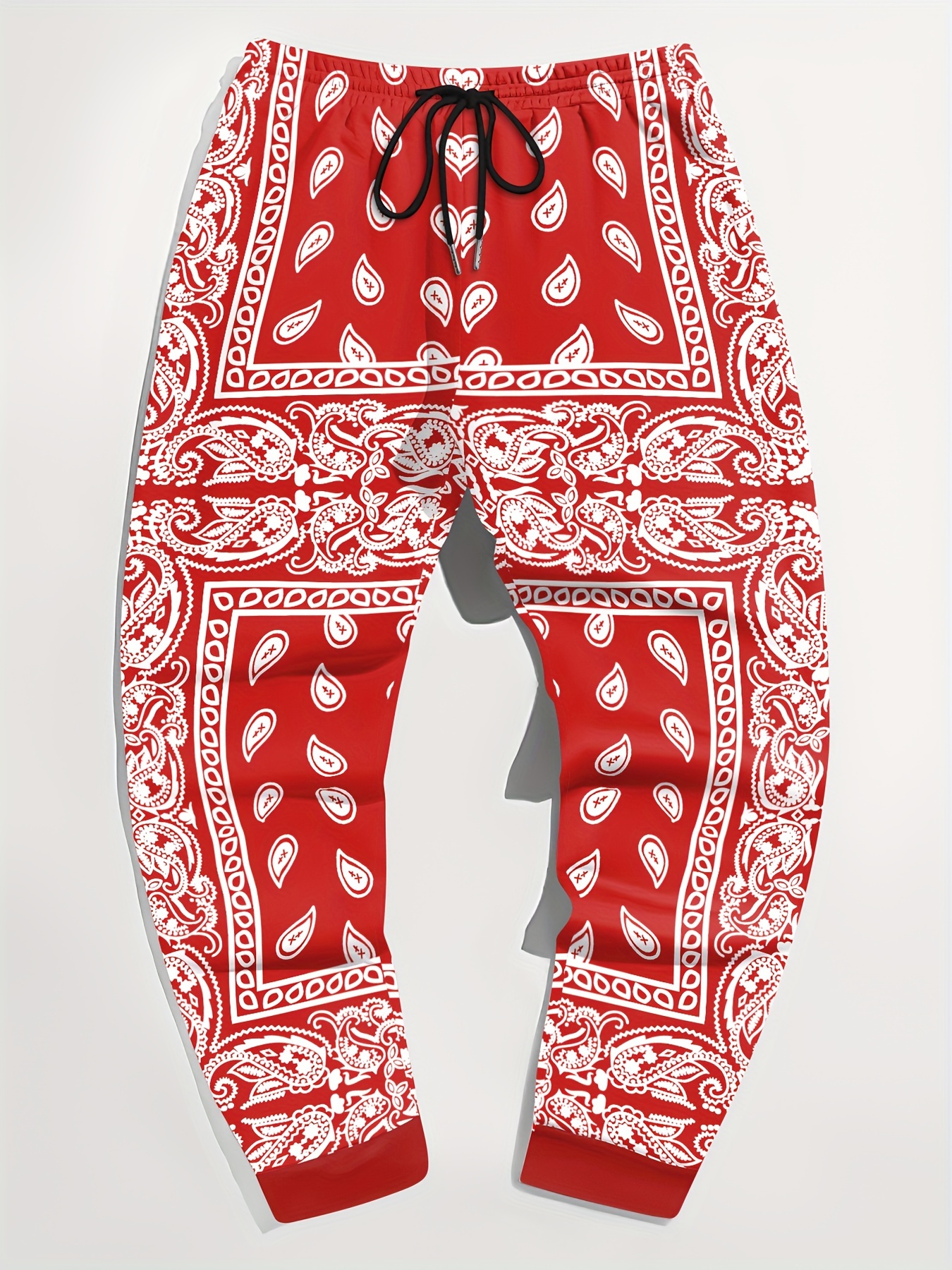 plus size men's vintage paisley print drawstring jogger - Temu