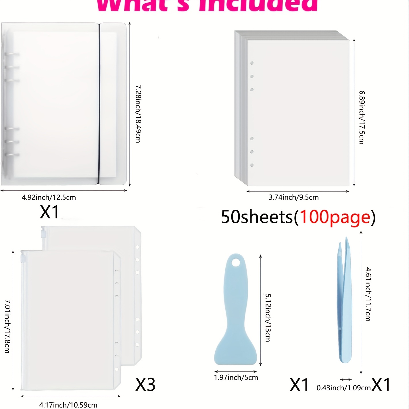 E-shop Wiederverwendbares A5/A6 Sticker-Aufbewahrungsalbum – Sammelmappe mit 50 Blättern (100 Seiten) und für Planner-Stickers, Organizer &