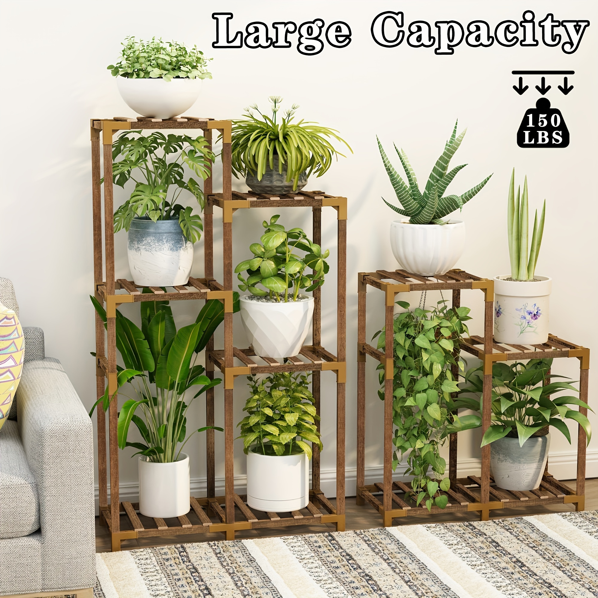 

1pc 10-tier Flower Stand, Perfect For Displaying Multiple Tall Potted Plants, Made Of Wood, This Corner Flower Stand Is Suitable For Gardens, Courtyards, And Living Rooms, Spring Summer Home Decor