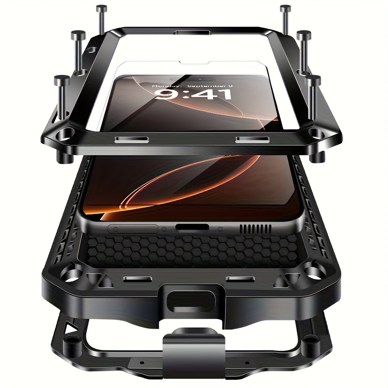 TEMU Heavy Duty Shockproof Tough Rugged Case For Iphone 17 Air 16 15 14 11 Pro 360 Full Body Dustproof Protective Cover With Built-in Glass Screen