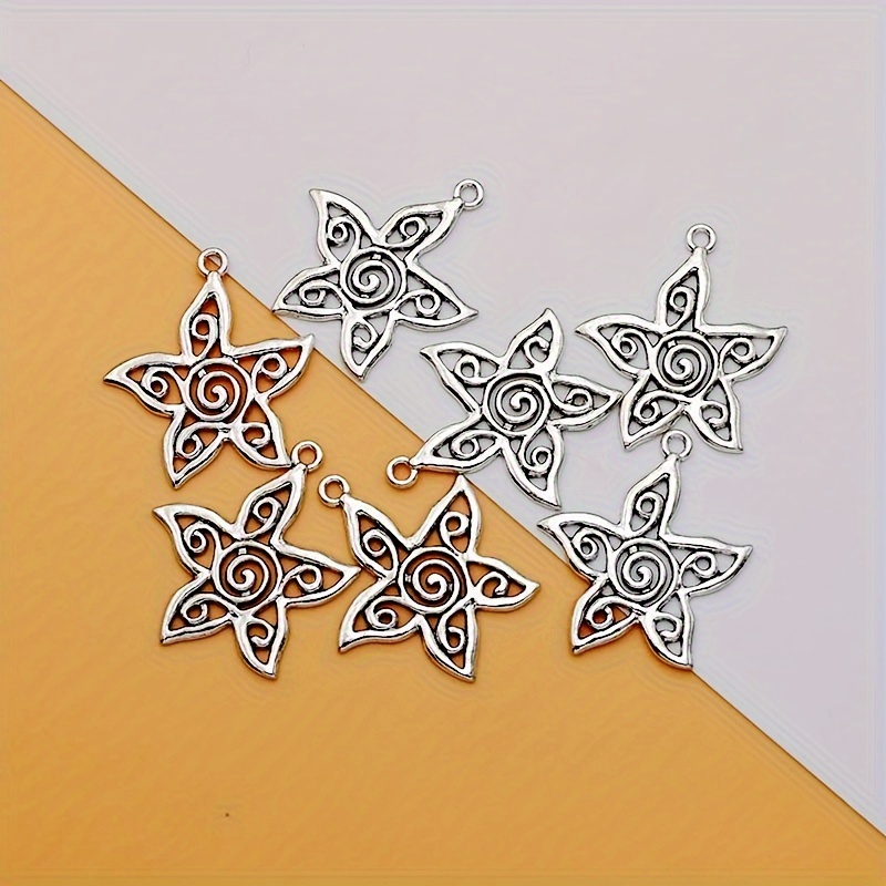 

6pcs Breloques en de zinc creux en de fleur, , vortex, , pendentifs argentés tibétains pour la fabrication de bracelets, boucles d'oreilles, , fournitures pour la fabrication de bijoux faits à .