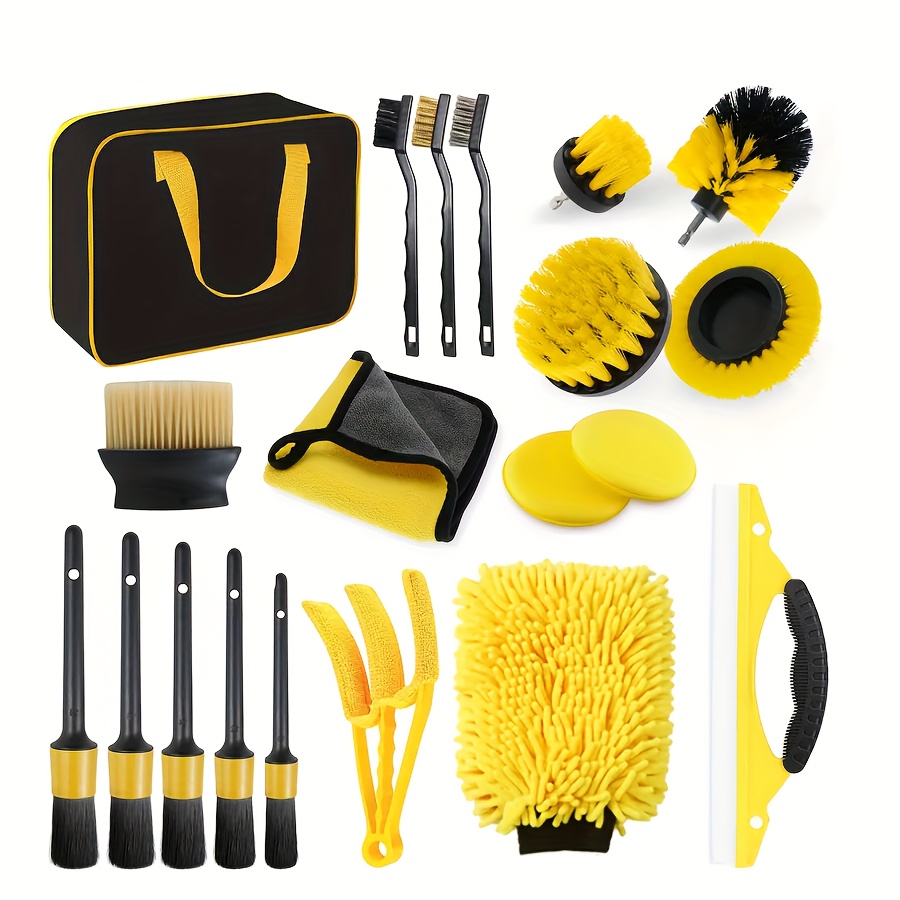 

20pcs Set, Car Detail Brush Kit, Car Washing Tool Set, Dust Brush, Gap Brush, Rag, Car Washing Tool Combination Set, Car Washing Kit