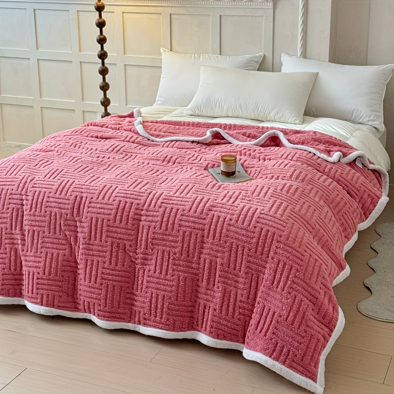 TEMU New Velvet Blanket, Thickened Lamb's Coral Fleece Small Blanket, Office Nap Blanket, Sofa Throw, Student Dorm Blanket