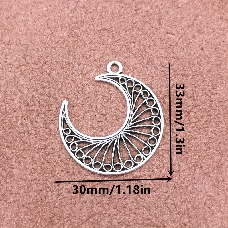 7/17pcs Vintage Hollow Crescent Charm Pendants for DIY Jewellery Making