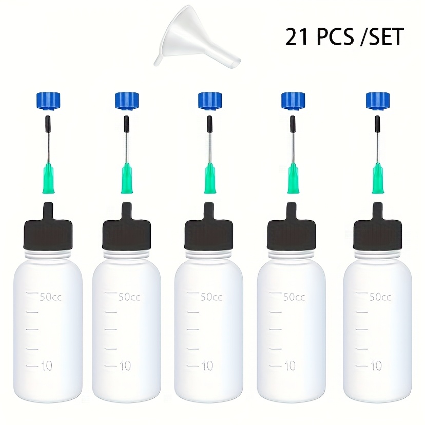 Industrial And Scientific Plastic Squeeze Bottle Needle Applicator 50ml, Precision Bottle With Stainless Steel Tip – For Crafts, Hinges, Sewing Machine Diy, Etc