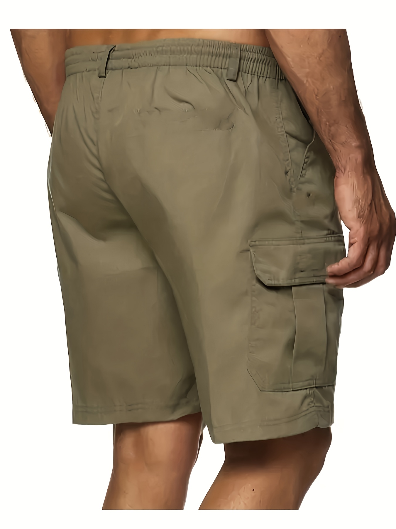 Men'S Big & Tall Cargo Shorts - Non-Stretch Fabric with Multiple Utility Pockets, Adjustable Drawstring Waistband - Olive Green Work Pants for Construction, Outdoor, Everyday - Regular Fit Casual Shorts (Plus Size Friendly) - Ideal Gift for Men, Outdoor Apparel, Functional Design, Durable Material, Outdoor Enthusiasts, PLUS SIZE