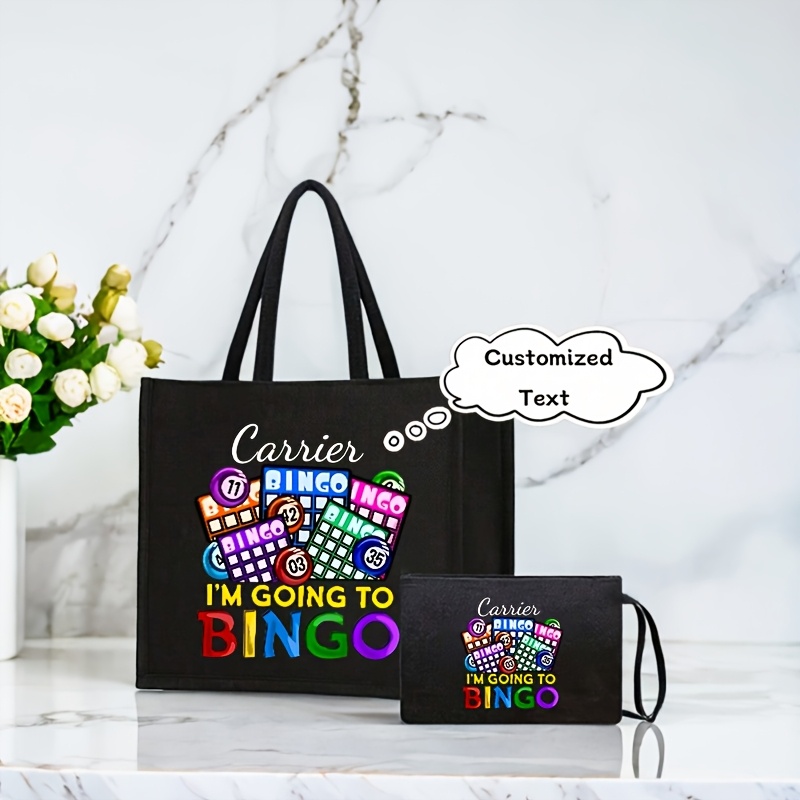 

Customized Bingo Themed Tote Letter Bag, Handbag, Cosmetic Bag Combination, Lightweight, Fabric With Fixed Shoulder Straps, Elegant , Great Gift For New Year And Valentine's Day