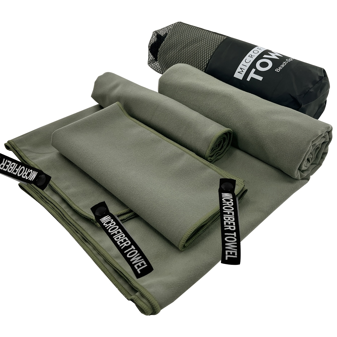 Image of 3pcslightweight Microfiber Travel Towel - Quick Drying Towel Set Cylindrical Bag, Suitable For Camping, Beach, Gym, Backpacking, Sports, Yoga, And Swimming Use