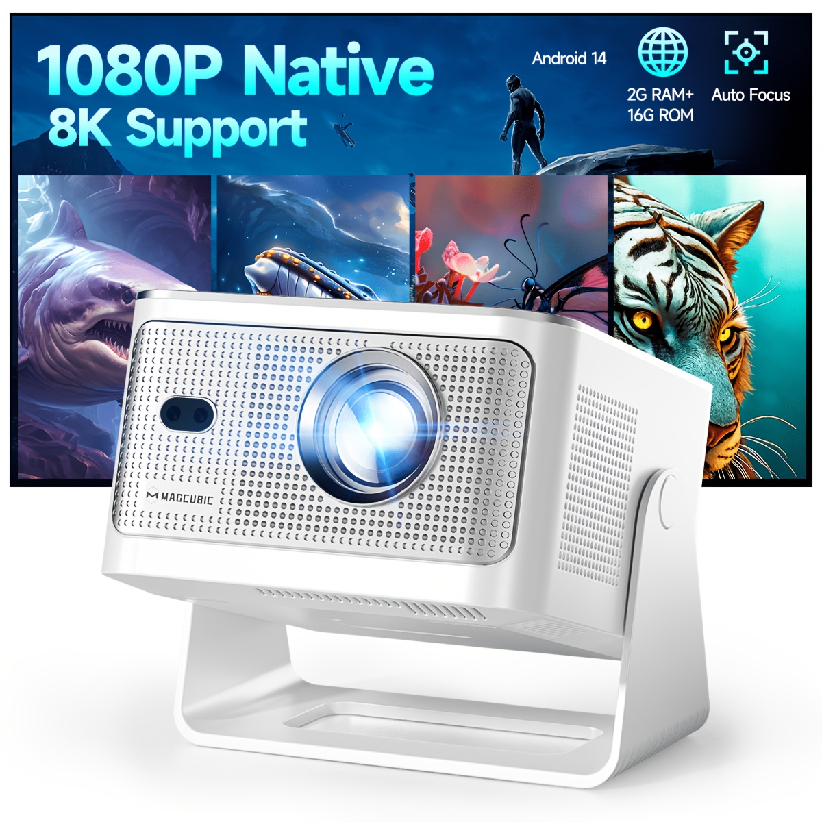 Magcubic Smart Projector Hy350max With 14, Supports Wifi6 & Bt5.4, Native 1080p Support 8k, 1200ansi, Auto Focus & Keystone Correction, Perfect For Office Use