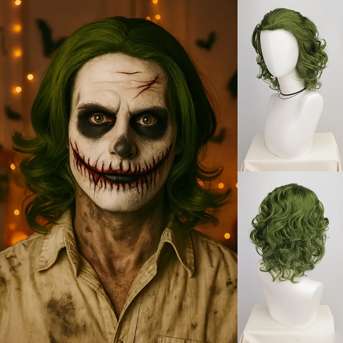 Men's - Curly Wave Synthetic Wig - Heat-resistant, Breathable Mesh Cap, Durable & Stylish For Halloween Cosplay, Themed Parties & Costume Events, Costume Accessory, Vibrant Design, Cap