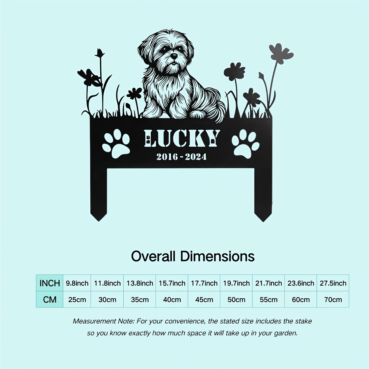 Personalized Dog Memorial Garden Stake Metal Outdoor Headstone Plaque