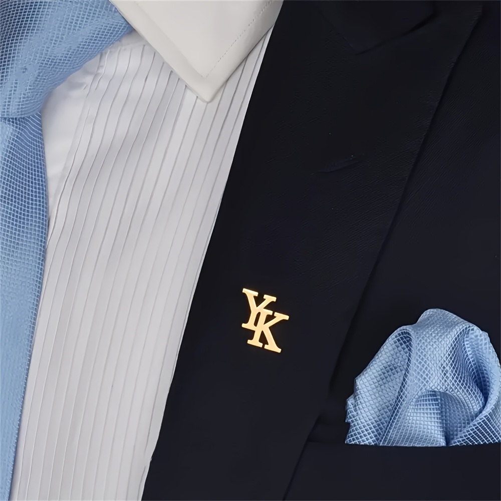 TEMU Personalized Stainless Steel Name Brooch With 1-2 Initials, A Versatile Accessory For Men Attending Events Or Weddings, Making It A Perfect Gift