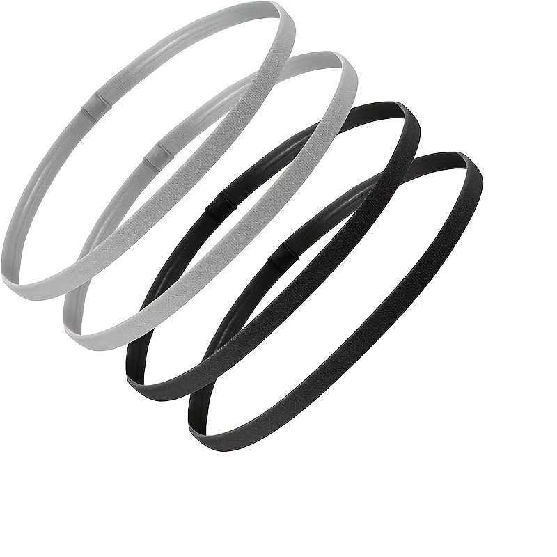 TEMU Juego de 4 diademas deportivas elásticas gruesas antideslizantes para fútbol, para mujer y hombre (, )