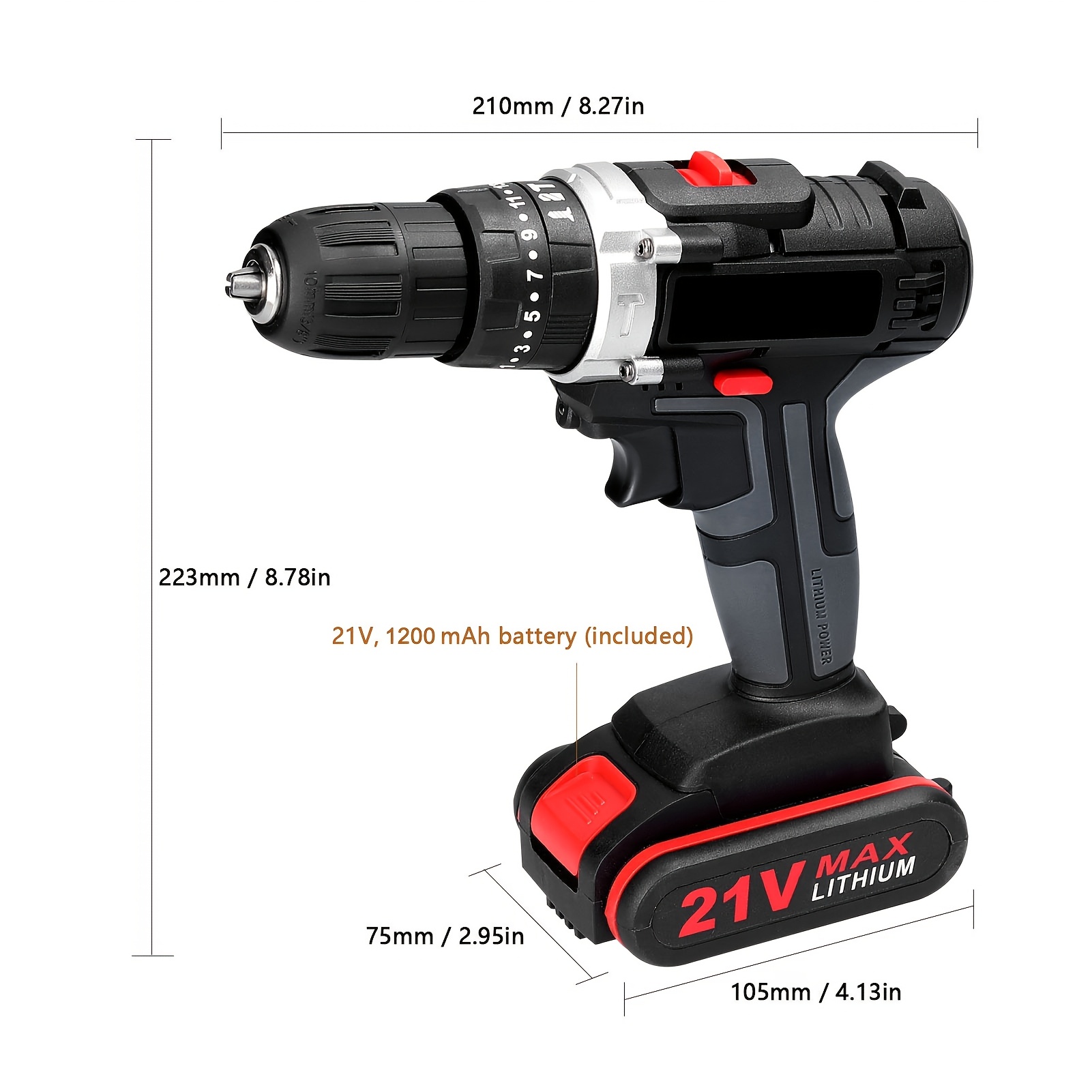 21V 3-in-1 Boor/Impact Driver/Schroevendraaier Set met 2 Accu's en Oplader,