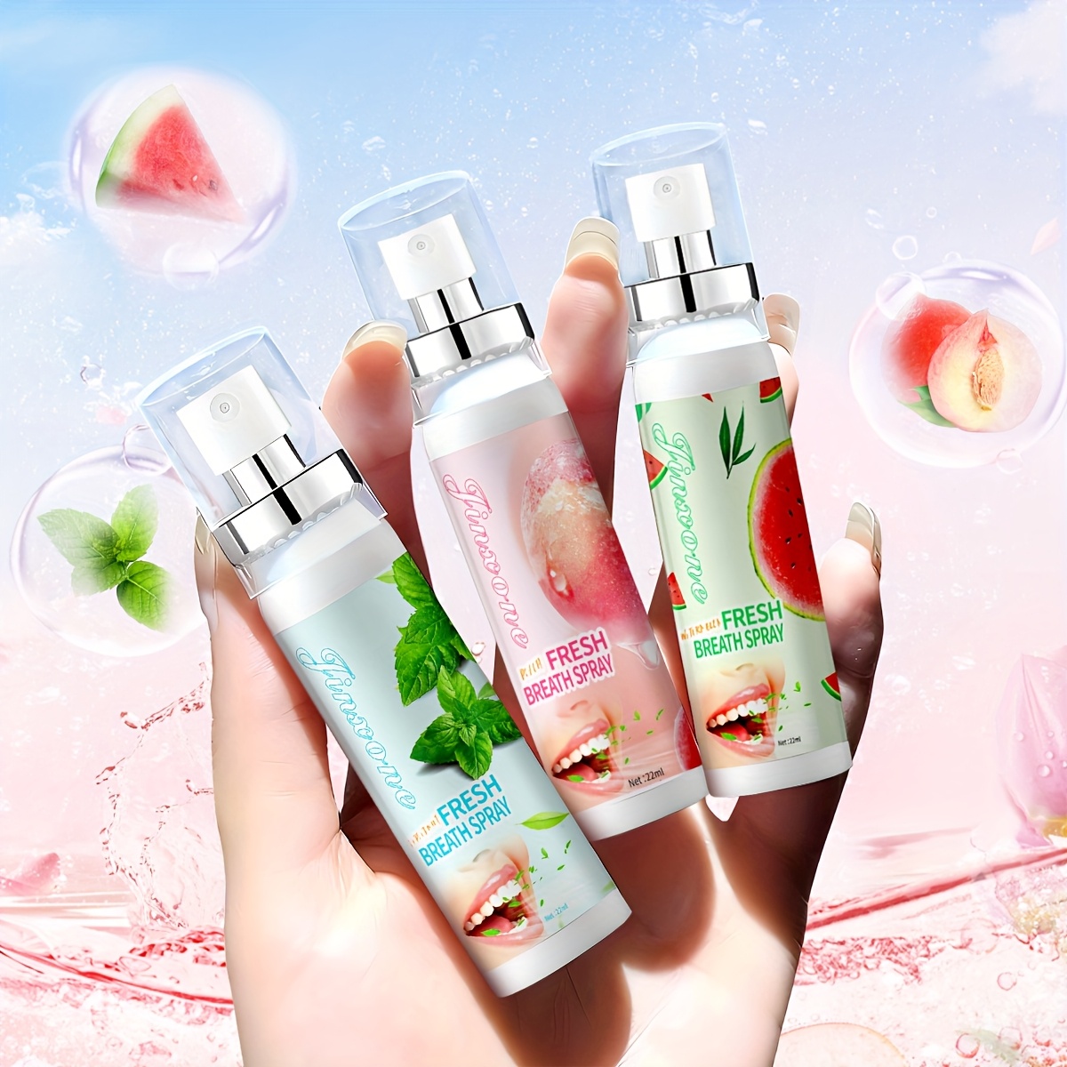 Mint/Watermelon/Peach Flavored Breath Freshening Spray