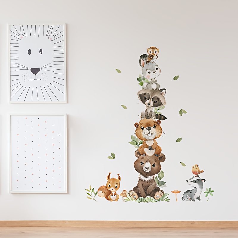 Self-adhesive Removable Animal Wall Decals - Cute Woodland Creatures Stickers With , Foxes, Rabbits, , Hedgehogs & Raccoons - Pvc Room, Playroom, Wall Art, & Stick &