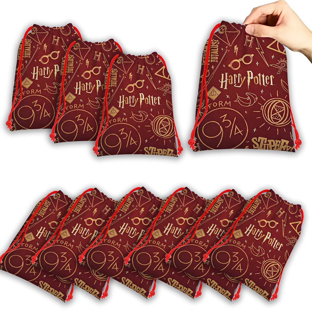 Image of 10pcs Themed Candy Bag, Gift Drawstring Pouch For Wedding Favors Bridesmaid Party Birthday Anime Print Travel Essentials