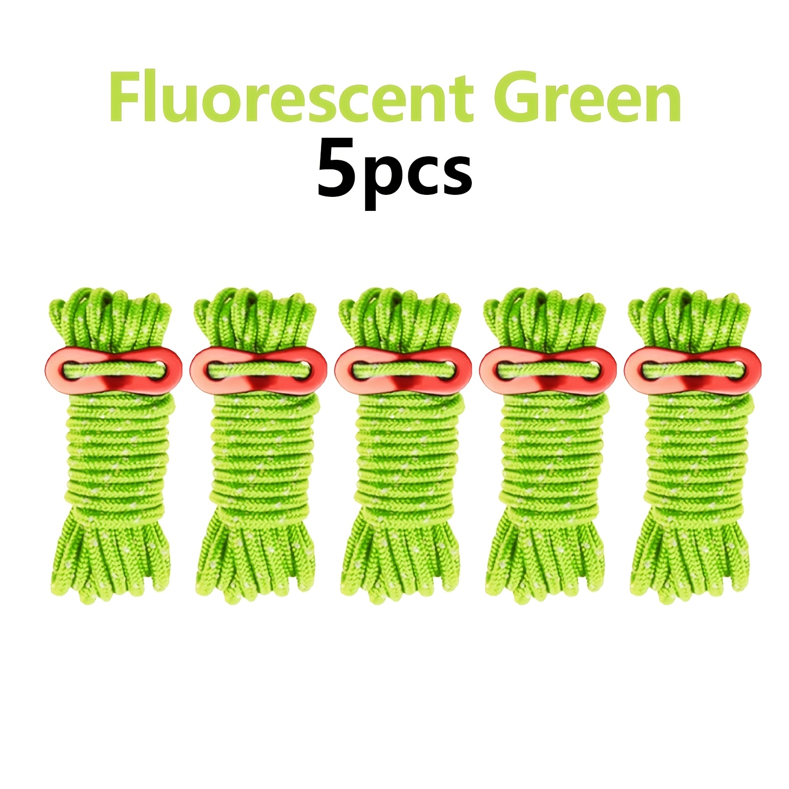 TEMU 2pcs/5pcs Outdoor Reflective Rope With Adjustable Tension , Strong Nylon Rope, Suitable For Tent Waterproof Cloth, Canopy, Camping, Giking,