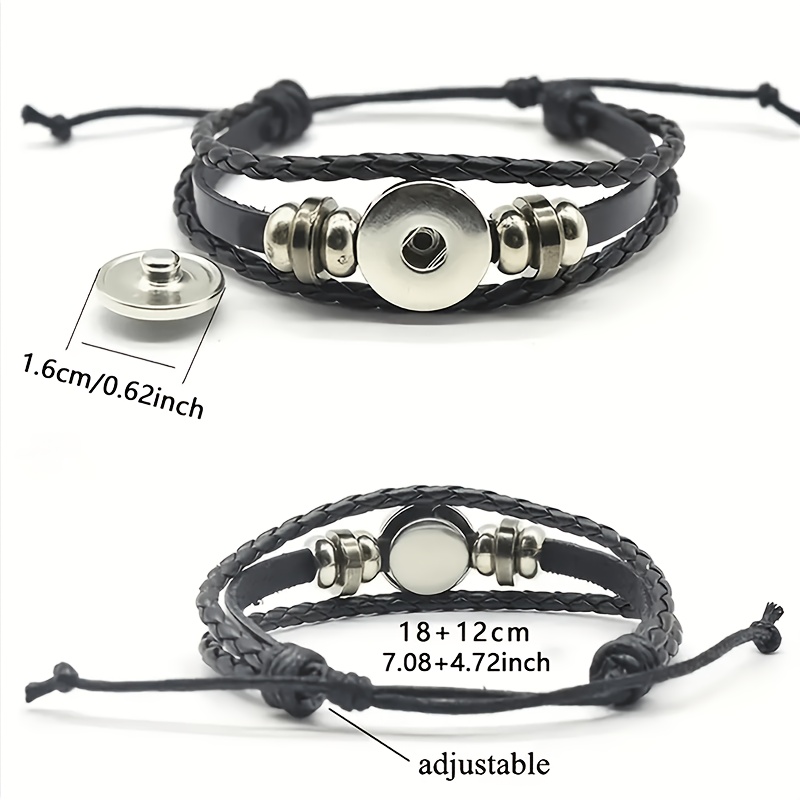 Men's Black Woven Bracelet with Ocean Element Design