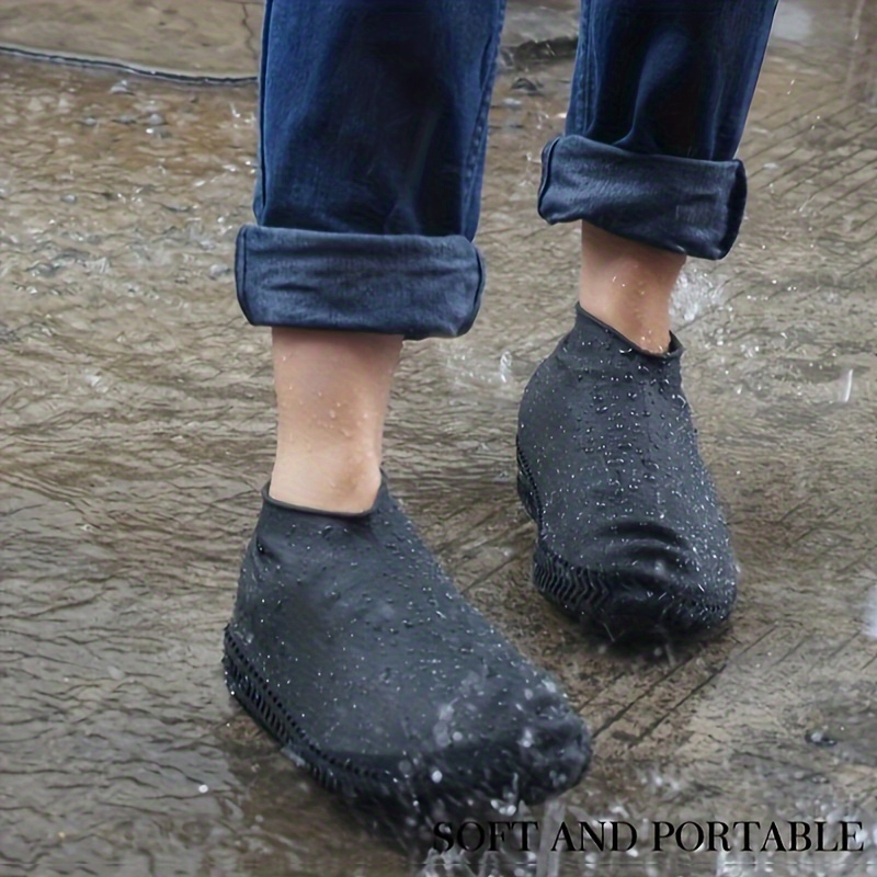

1pair Waterproof Non-slip Shoe Covers, Thickened Wear-resistant Shoe Covers For Men And Women, Silicone Outdoor Shoe Covers