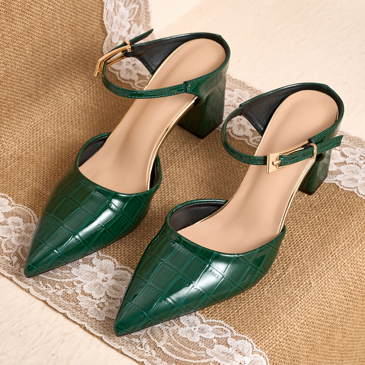 slim fit dress slacks Emerald Suede Kitten Heel Pump main image 0