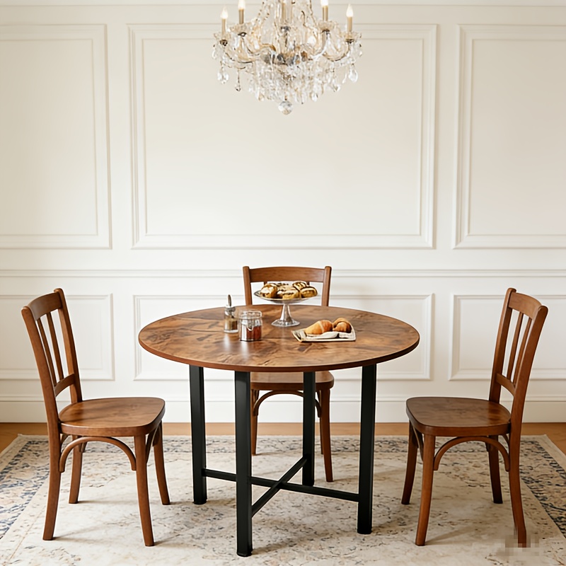 Expandable Folding Round -5 People - Solid Wood & Metal Extendable/dollhouse-style Folding Mechanism - Space- Table Suitable For Small Spaces, Apartments, Parties, Cafes - Assembly