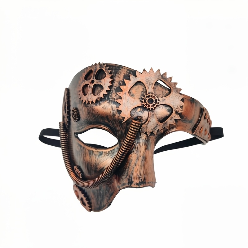 TEMU Masque à demi-visage steampunk, masque de à engrenages mécaniques pour Halloween, carnaval, cosplay, fête costumée, style vénitien, unisexe,
