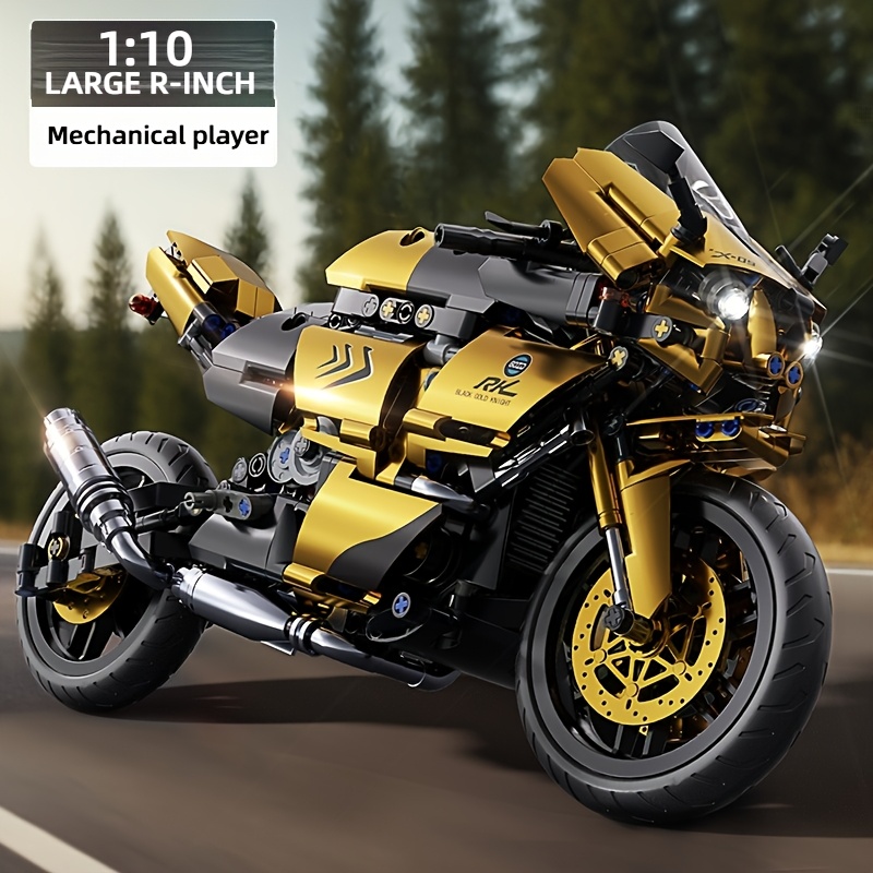 1981 Small Particles To Create 1:5 Motorcycle! Building Blocks, Restored Model Charm, Full Of Details. When Assembled, A Trend Art Pendulum, With A Suction Eye