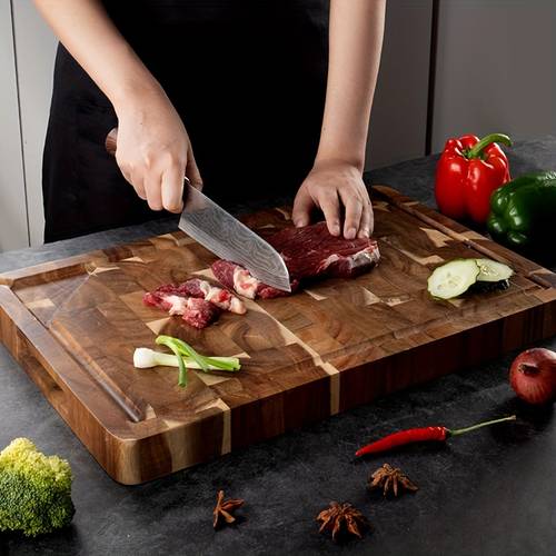 1 pack acacia wood cutting board with intricate leaf patterns durable kitchen chopping board for meat vegetables fruits ideal for christmas halloween hanukkah graduation gifts festive table accessory elegant kitchenware acacia wood board