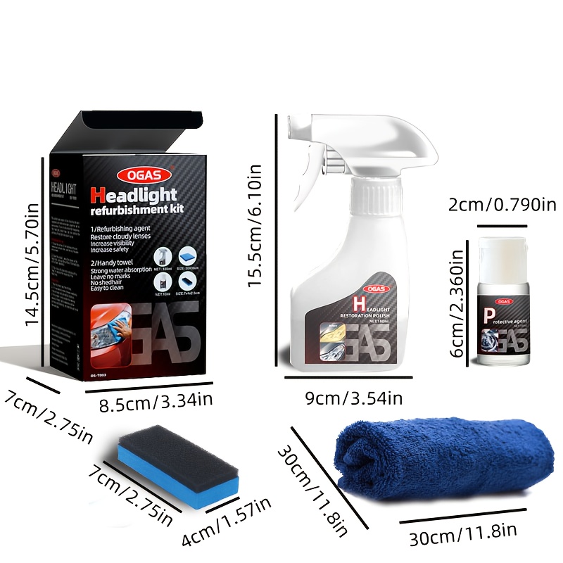 4-v-1 súprava na renováciu keramických svetlometov - prémiový nástroj na obnovu svetiel automobilov s dlhotrvajúcim ochranným sprejom, zabraňuje žltnutiu a re-oxidácii Podrobnosti o produkte 0
