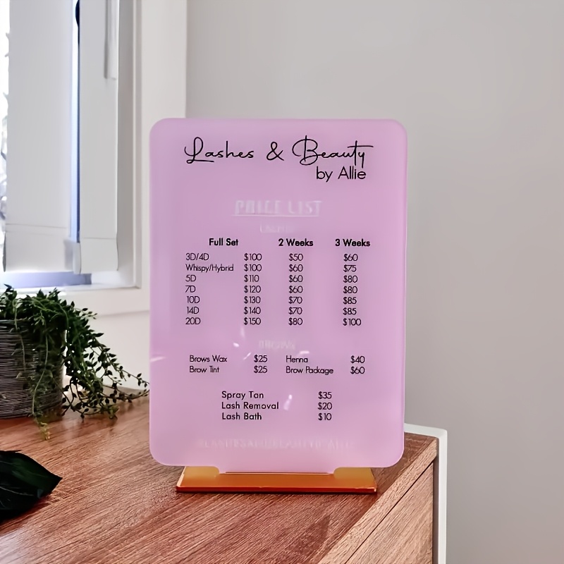 E-shop Anpassbare 2D-Acryl-Menütafel - Personalisierte Preisanzeige für Cafés Restaurants, Vertikale Service-Liste, Langlebiges 2D-Design, Geeignet für