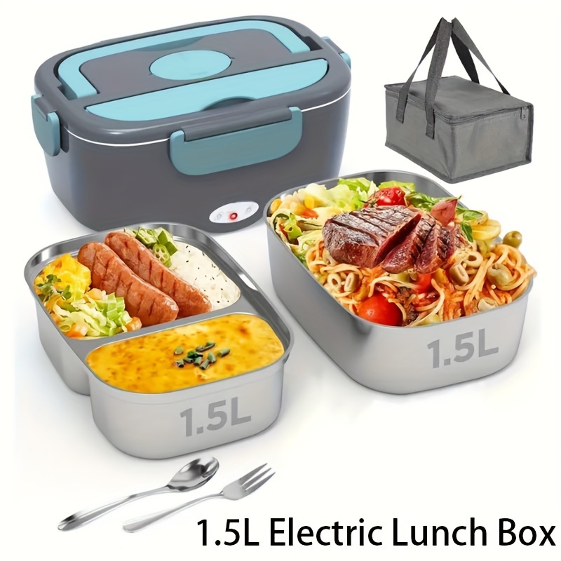 

1.5l Insulated Electric Lunch Box - Rapid Heating, Portable, And -proof Food Warmer With 12v/24v/110v - Ideal For Cars, Trucks, Offices, And Outdoor Activities, With And Insulated Carry Bag (green)