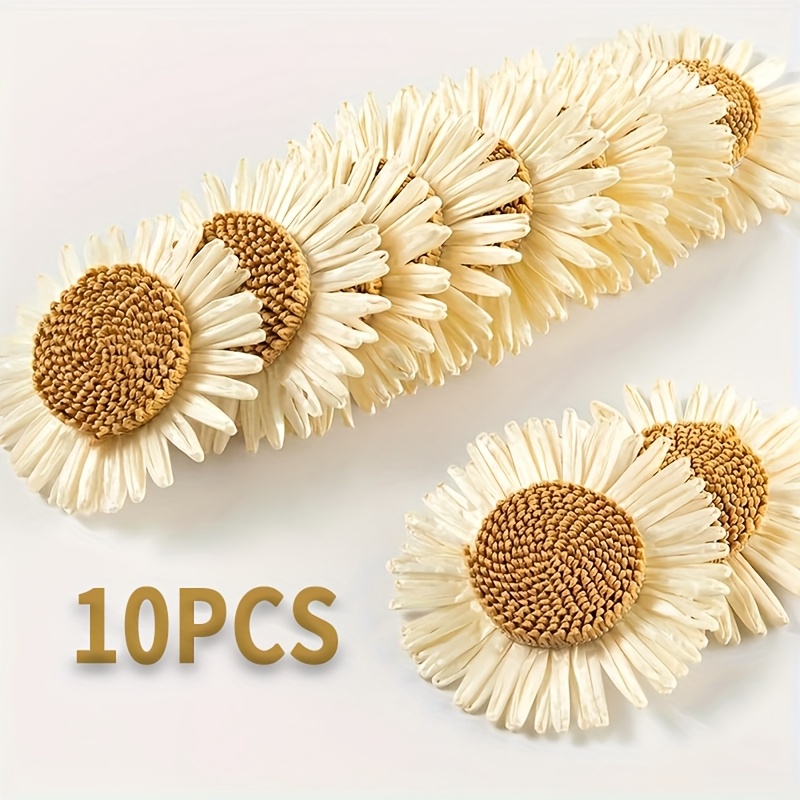 Image of 10pcs Small Daisy-shaped Artificial Flowers For Decoration, Craft Additions, Perfect For Hats, Clothing, Walls, And Curtains, Ideal Decorative Items For Home